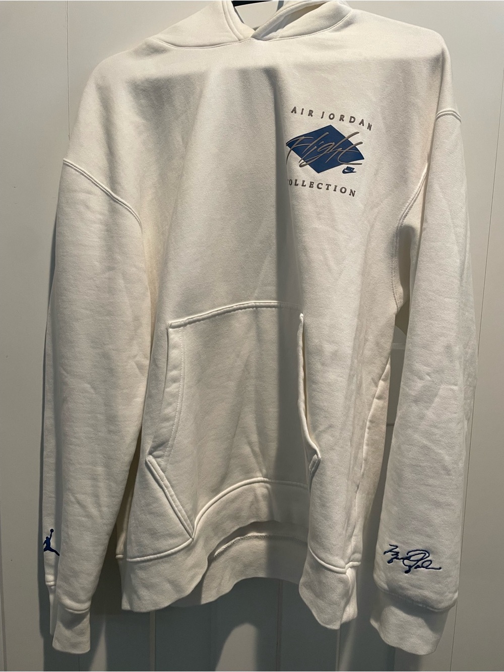 Nike White Pullover with Blue Diamond MJ Flight Graphic